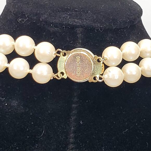 Double Strand Faux Pearl Vtg 11.5" Retro Glam Corpcore - Picture 3 of 5
